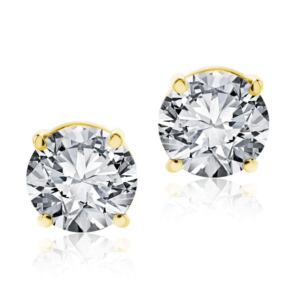 2.00 Ct. Tw. Round Brilliant Cut Stud Solid 14k Gold Earrings - Picture 2 of 11